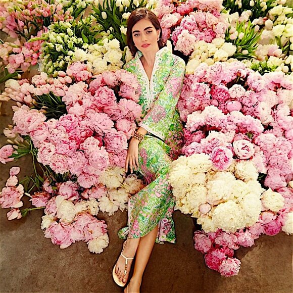 Lilly Pulitzer Shealyn Maxi Caftan in Fauna Green/Lime Feeling Good NWT - Size 4 - Picture 1 of 10